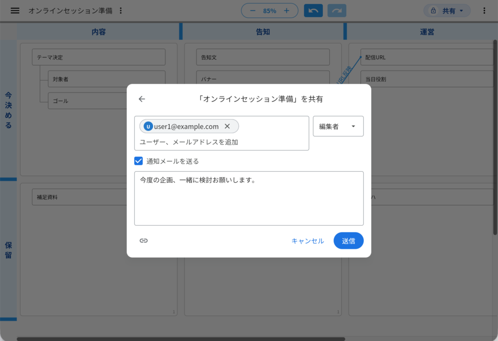 キャンバス共有の実行